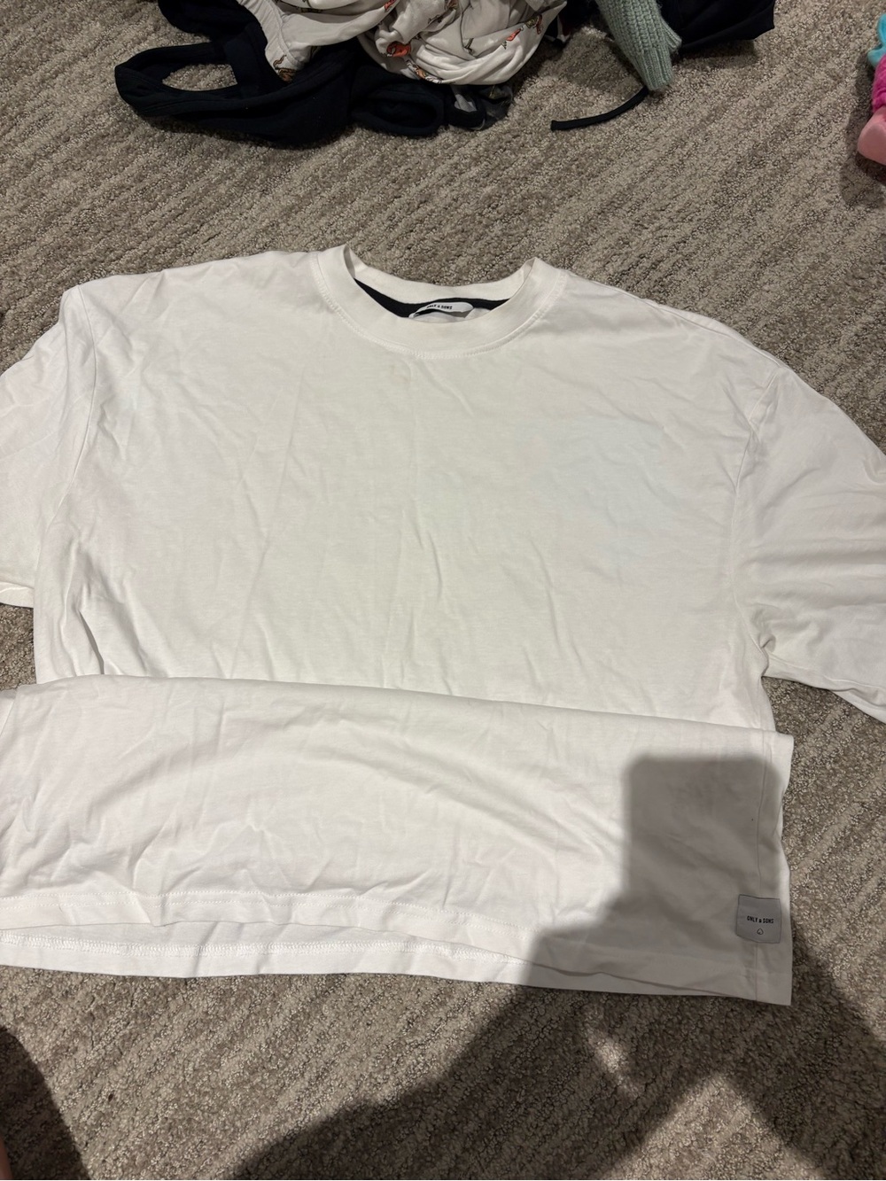 Only & Sons White Crew Tee with Subtle Label